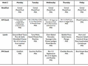 Menu, Week of June 15-19, 2026