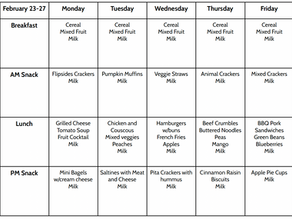 Menu, Week of February 23, 2026