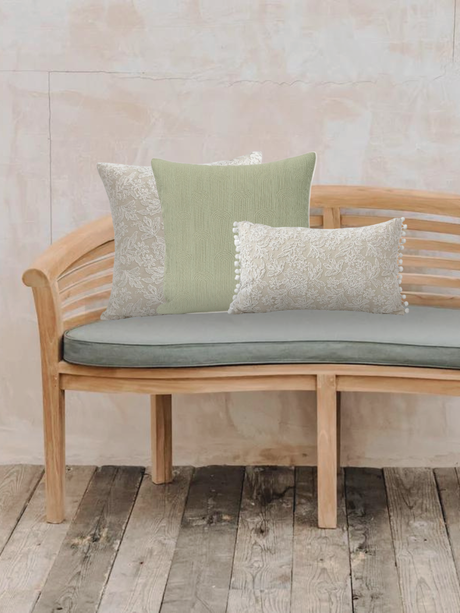 春夏沙發抱枕 腰枕 田園蕾絲 3件組