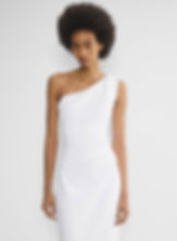 Aritzia Babaton Figureknit™ Image Dress 白色單肩縐紗中長款連身裙 洋裝