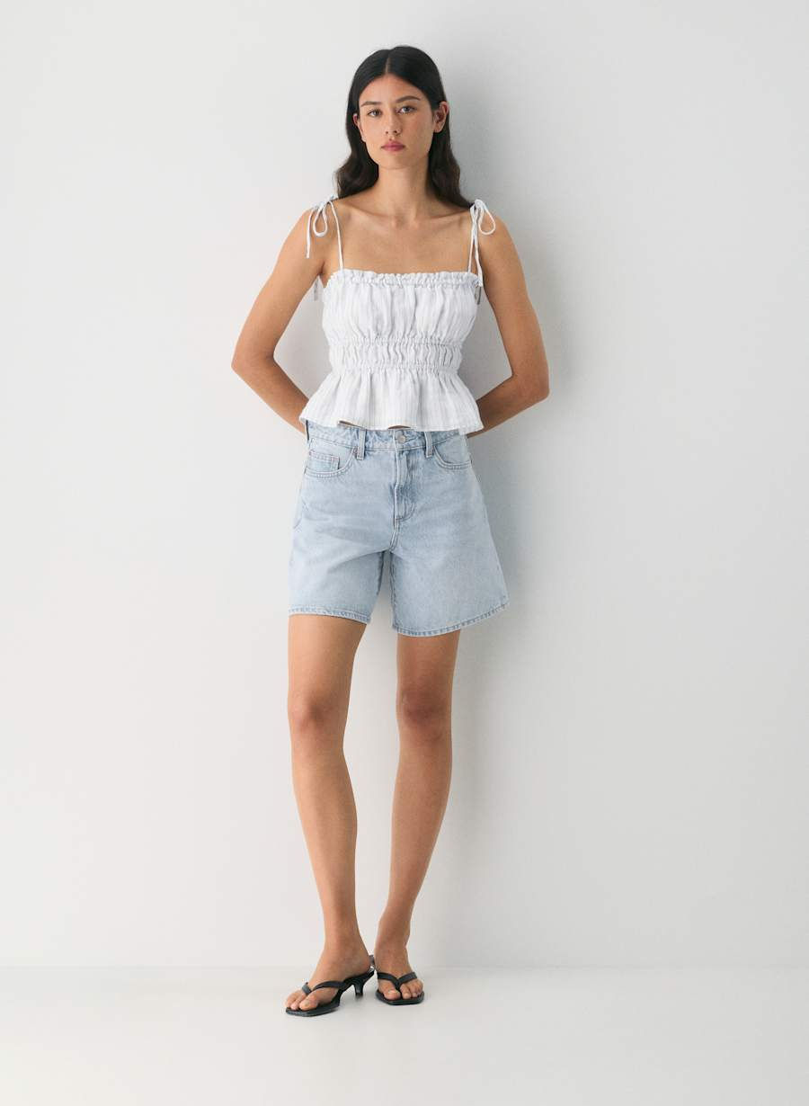 Aritzia Wilfred Regency Linen Camisole 亞麻荷葉下擺細肩帶上衣