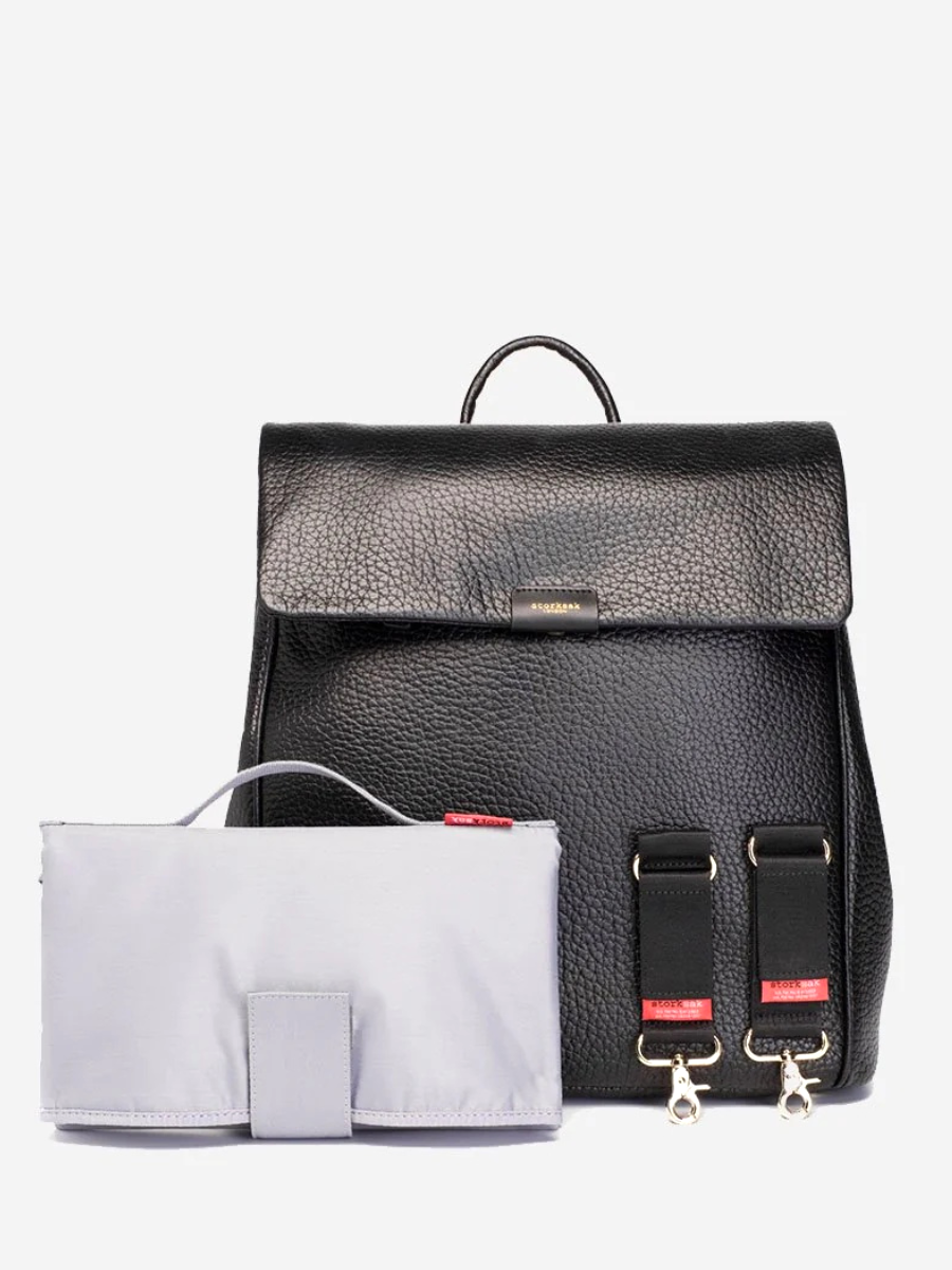 Storksak St James Leather Black 英國品牌黑色皮革多功能後背包 肩背包