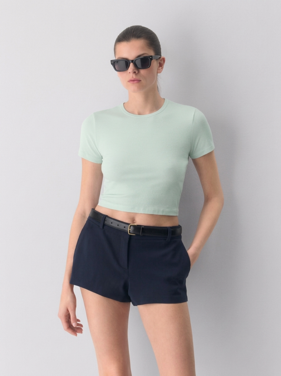 Aritzia Sunday Best Bliss Cropped T Shirt 春夏超薄彈力針織莫代爾通勤短袖上衣 短款