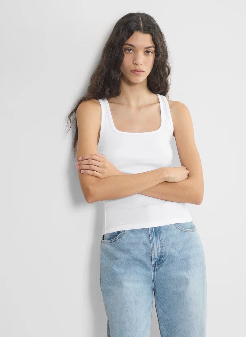 Aritzia TNA HomeStretch™ Rib Squareneck Tank 春夏彈性羅紋棉質方領背心