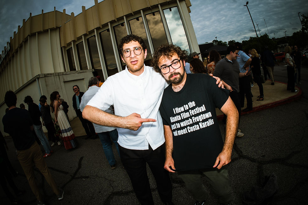 Costa Karalis with a fan at the ATLFF premiere of Frogtown (Photo by Mikey Smith)