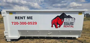 Rhino Roll Off Dumpster Rental Parker CO white dumpster