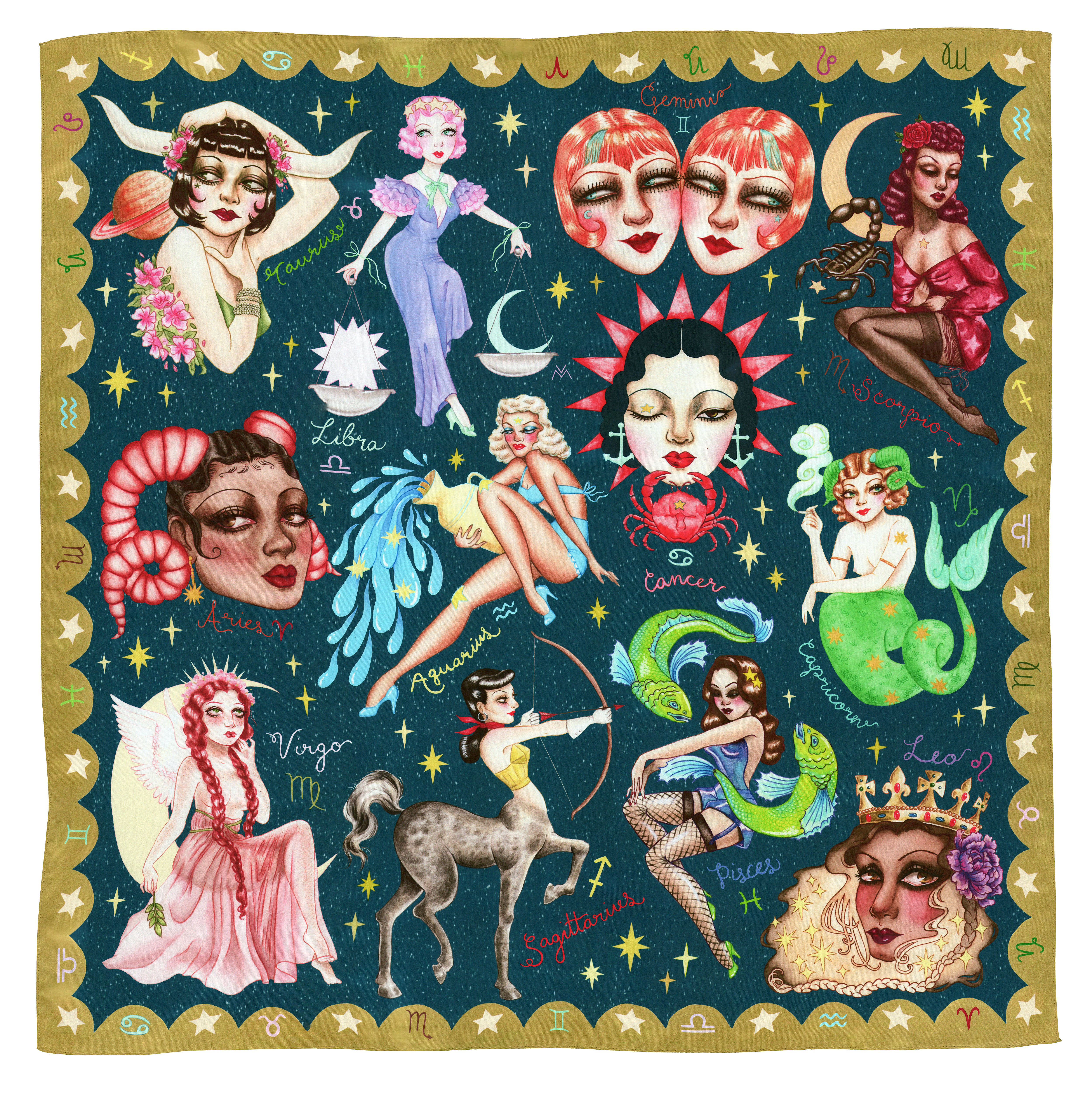 Celestial Retrograde XL Silk Scarf
