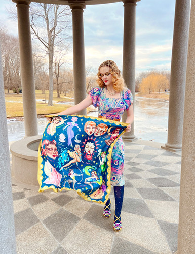 Celestial Retrograde XL Silk Scarf | Veronica Magdalene