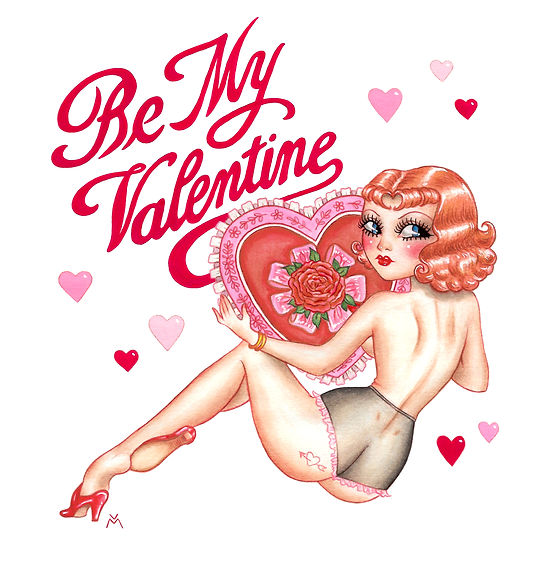 自作絵画　Valentine Be My Valentine Pinup Print (2 Sizes) | Veronica Magdalene