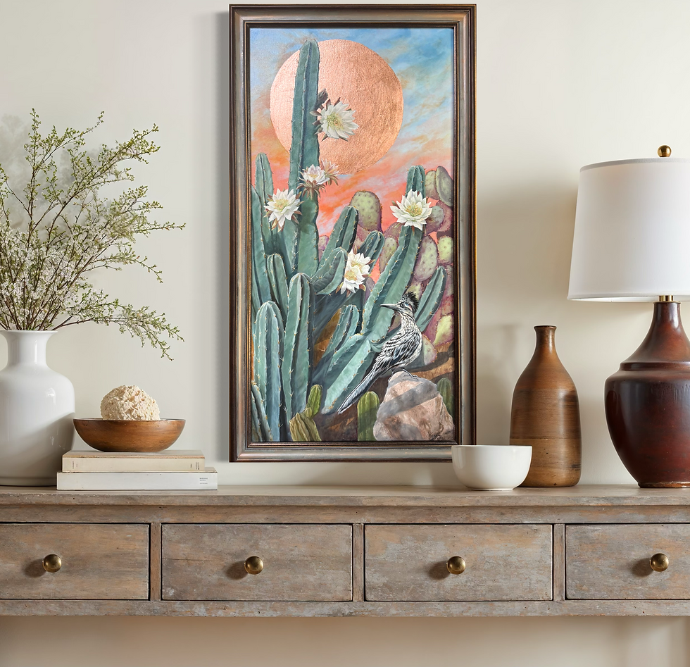 Thumbnail: Desert Cuckoo and Cactus.18 x 36