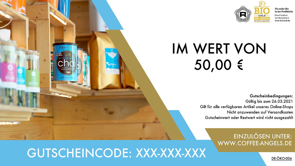 Miniaturbild: 50,00 € Geschenkgutschein: Code XXX-XXX-XXX für CoffeeAngels
