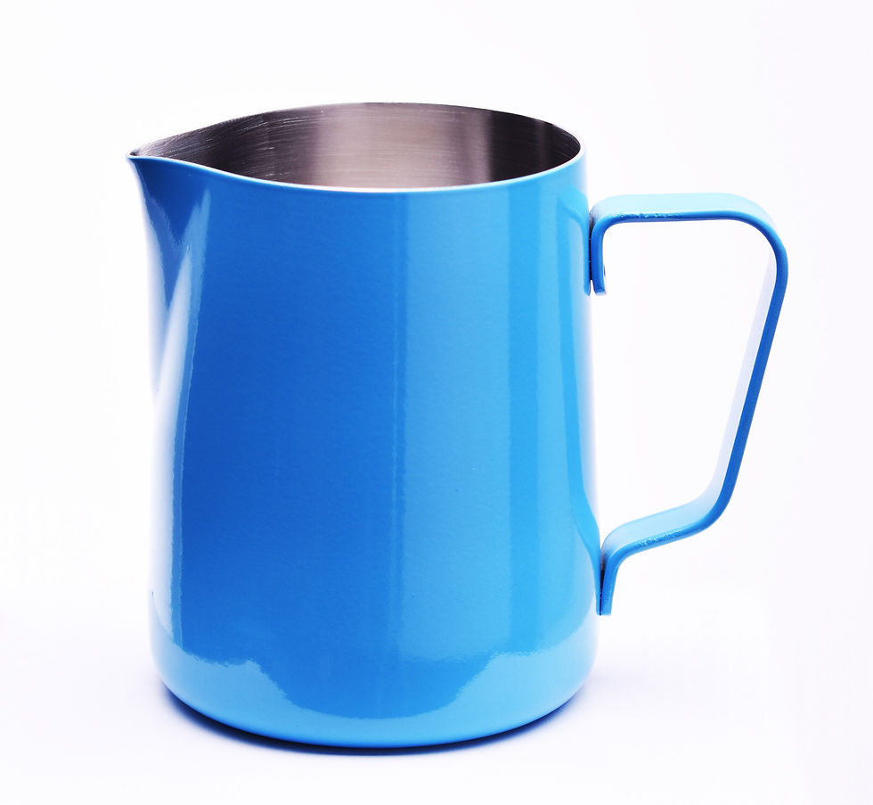 Miniaturbild: Blaue Milchkanne aus Edelstahl
