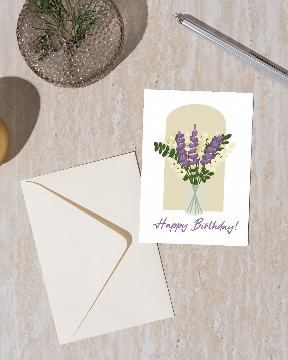 Thumbnail: Happy Birthday Purple Flowers Card