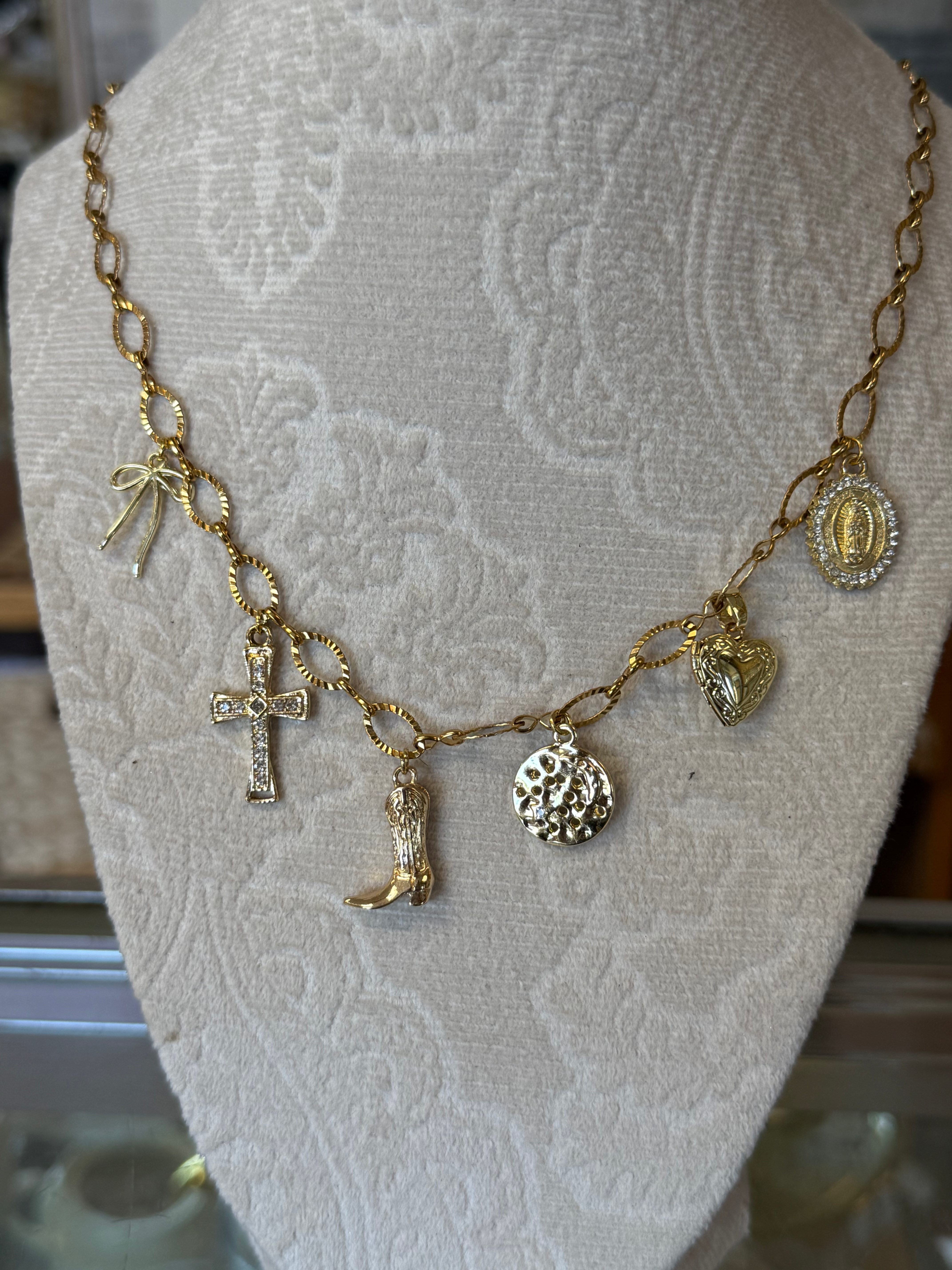 Gold charm necklace