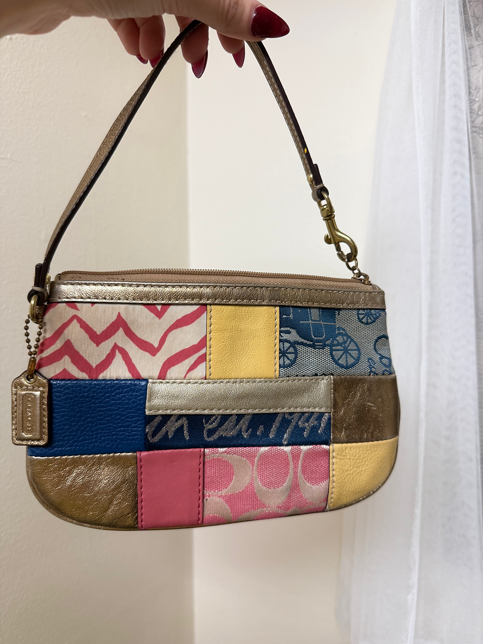 Thumbnail: Vintage Coach Patchwork Y2K Wristlet 