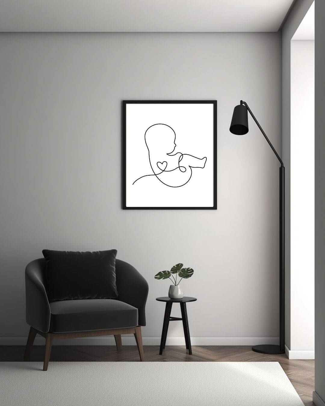 One Line Dekoratif Tablo