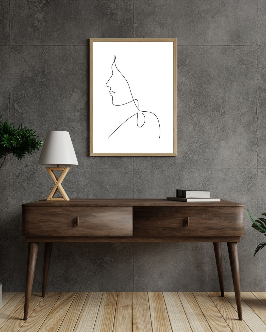 One Line Dekoratif Tablo