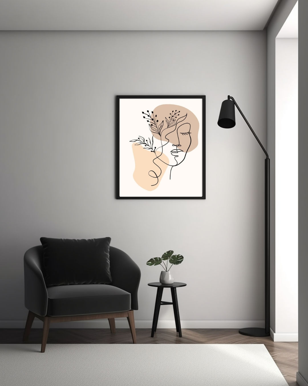 One Line Dekoratif Tablo