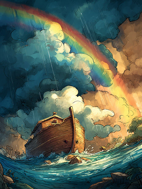 The Great Flood - Children's Bible Story Art - Bible Story Card Game