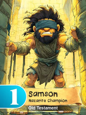 Samson Bible Story - Bible Card Game With Free Coloring Page!