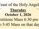 Feast of Holy Angels Schedule
