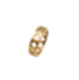 Anello a fascia  in Argento 925 dorato in oro 24 kt,finitura sabbiata, rosone gotico fiorito vista frontale