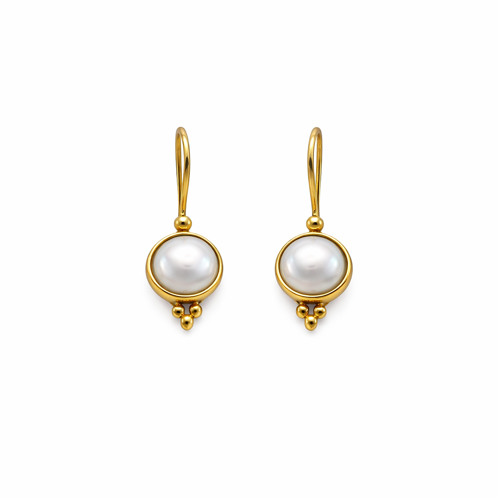 Orecchini in argento 925 con bagno in oro e perla naturale vista frontale