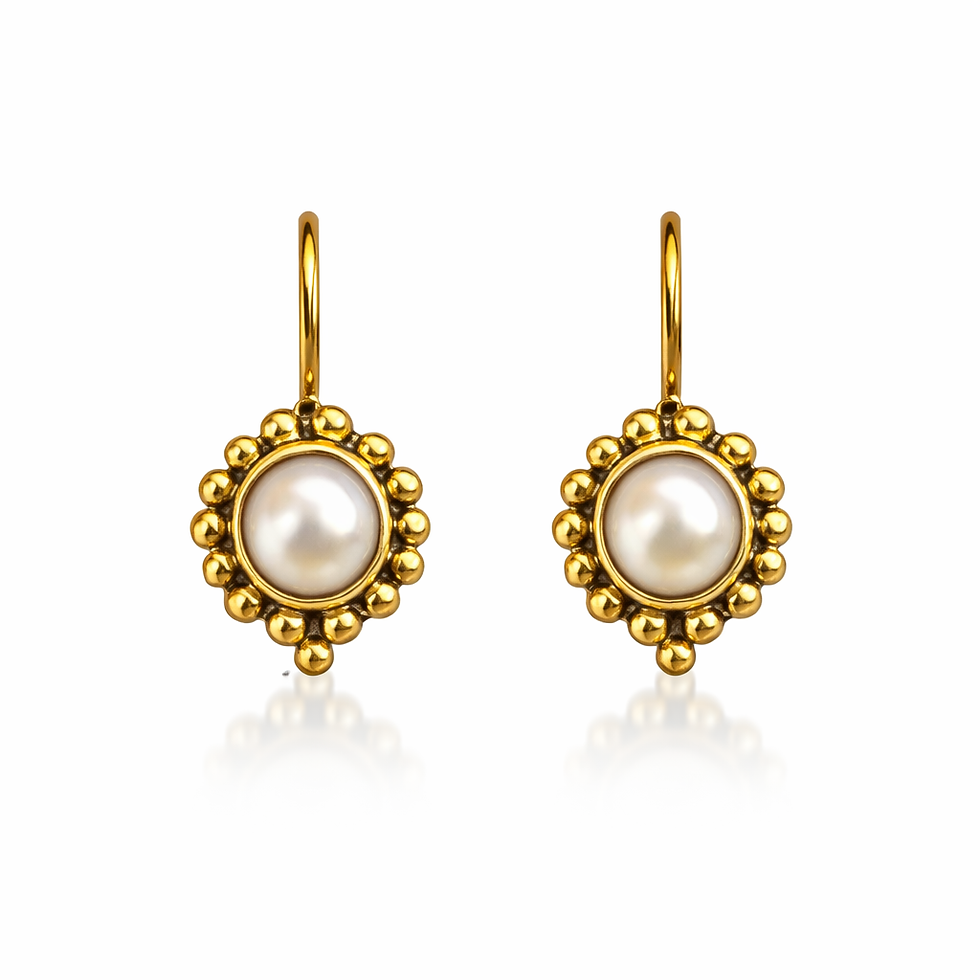 Orecchini in argento 925 con bagno in oro e perla naturale vista frontale