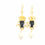 Thumbnail: Orecchini"Moretti" in argento  925 dorati a 24 kt con zirconi, perla pendente, testina in bronzo vista frontale