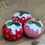 Thumbnail: Set of 3 Red patterned Christmas pudding decorations