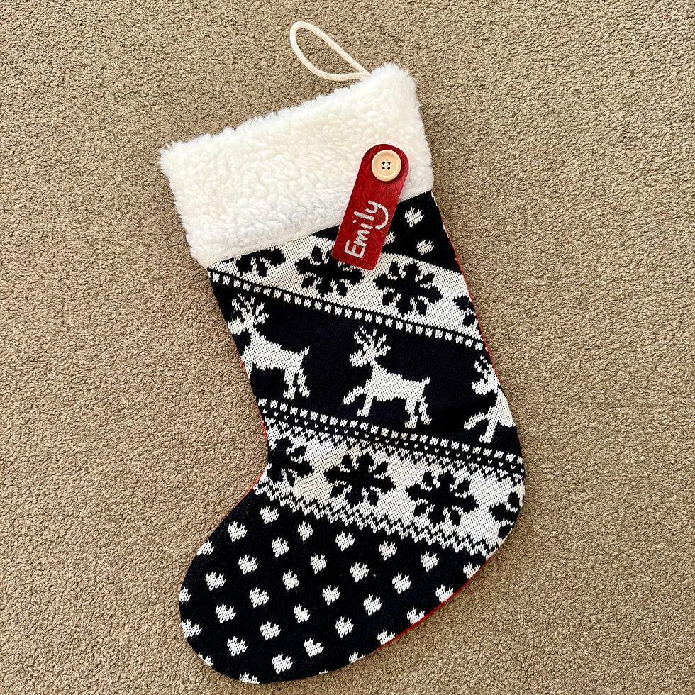 Thumbnail: Large Personalised stocking - Knitted Navy/red