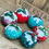Thumbnail: Set of 6 Red & Jade Christmas pudding decorations