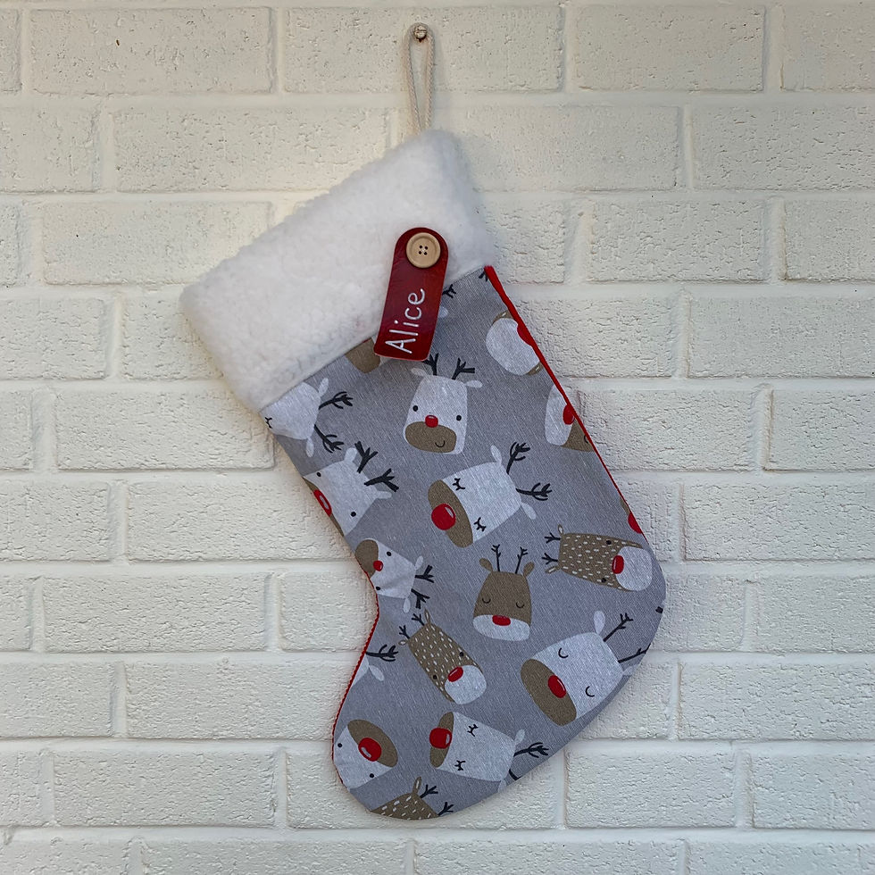 Thumbnail: Large Personalised Stockings -Xmas pattern 