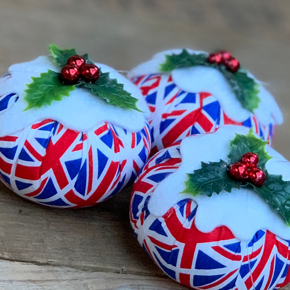 Thumbnail: Union Jack Christmas pudding decorations