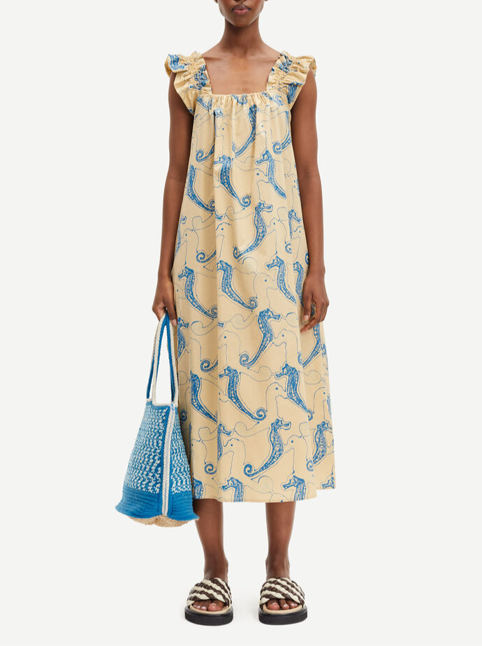 Miniature : robe-gill-samsoe-samsoe-beige-motif-bleu-silhouette