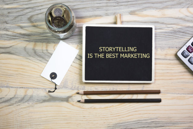 Image promoting storytelling as the best marketing tool