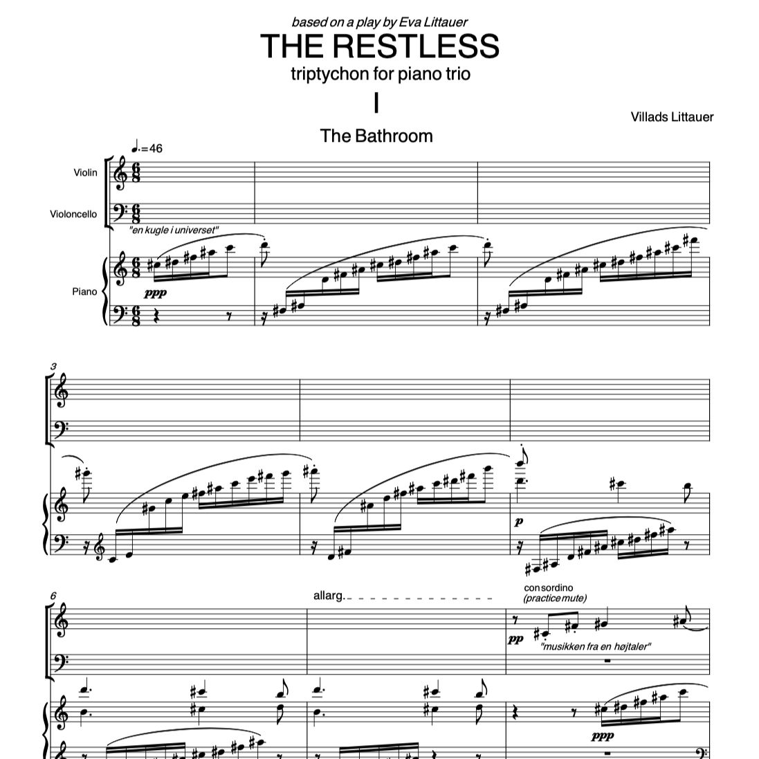 The Restless; Triptychon for Piano Trio