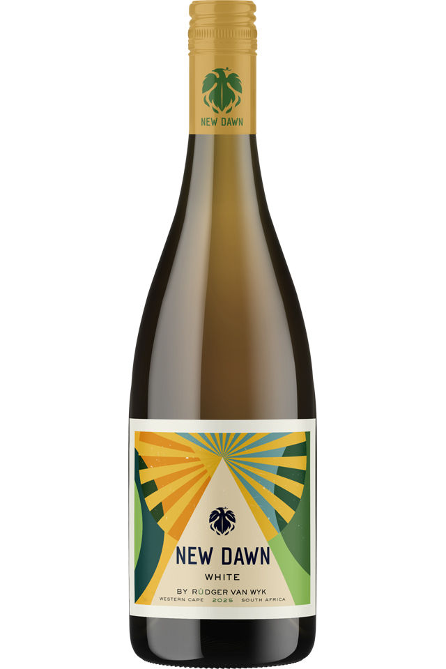 A bottle of New Dawn White, a South African white wine