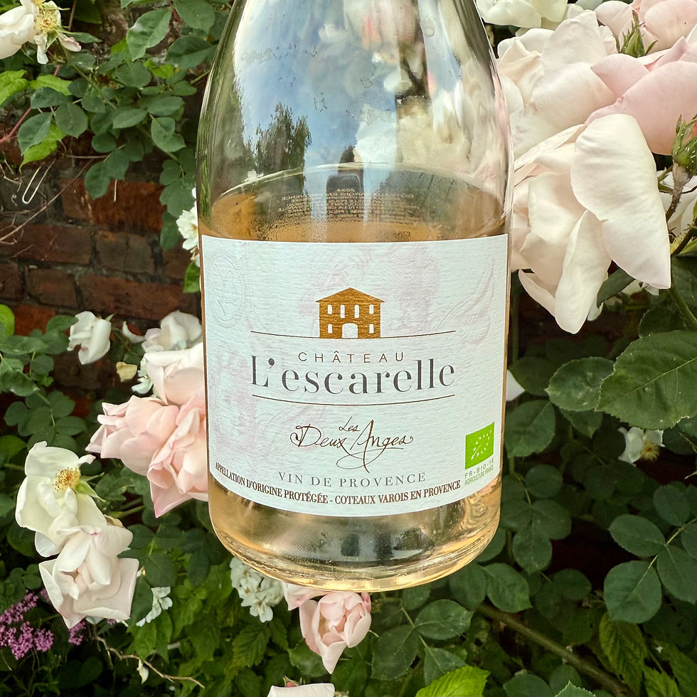 A bottle of Château L'Escarelle Les Deux Anges Provence rosé
