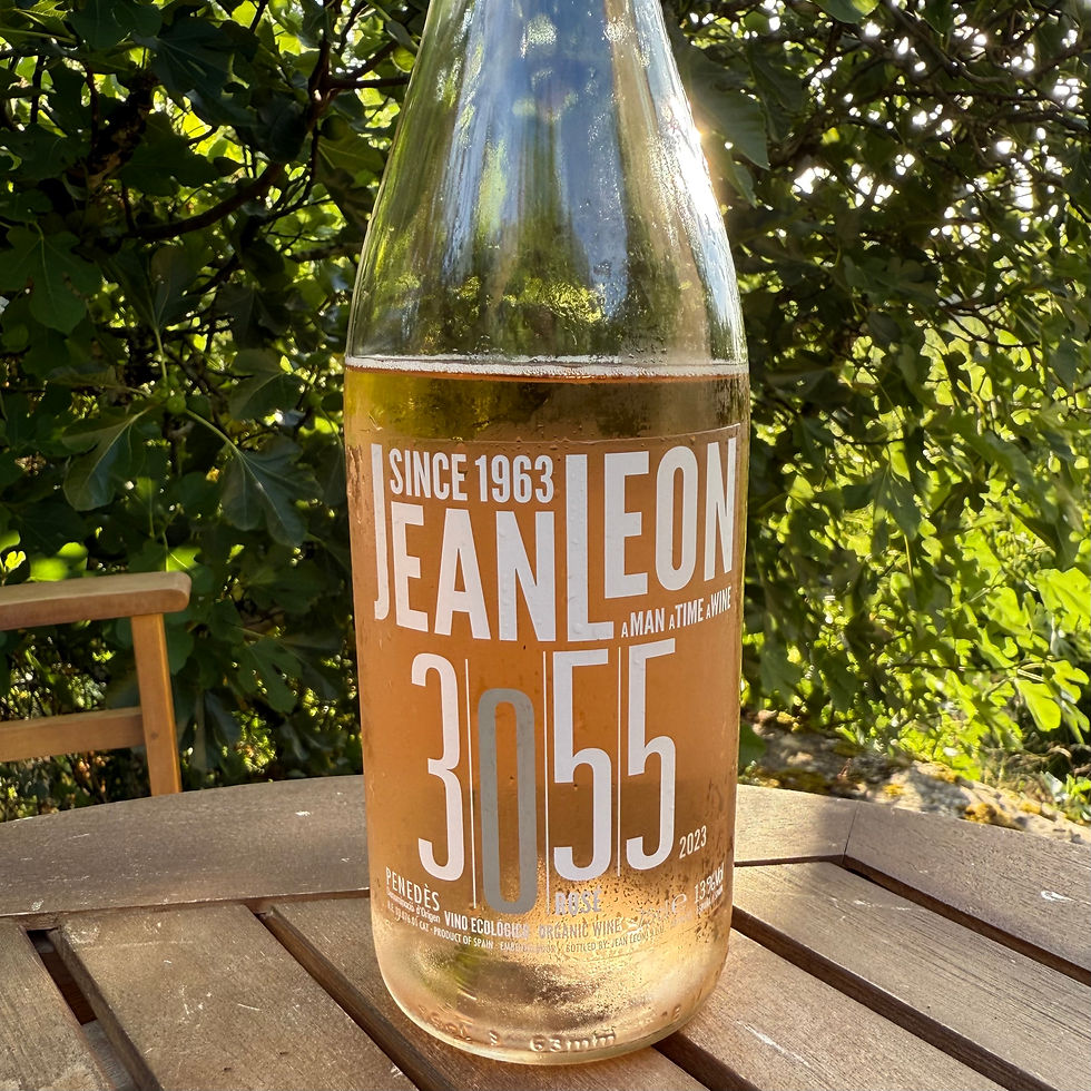A bottle of Jean Leon 3055 rosé wien from Spain
