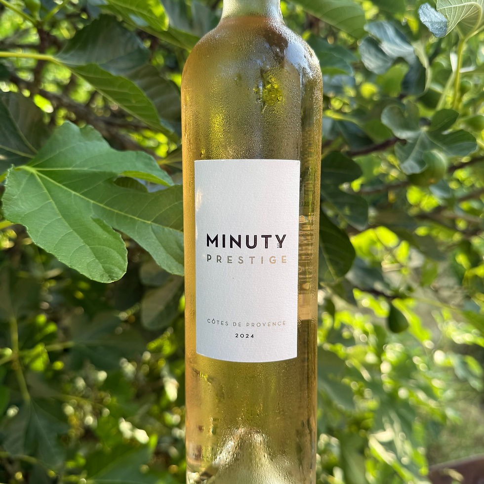 A bottle of Minuty Prestige Côtes de Provence rosé wine