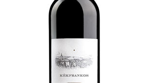 A bottle of Tűzkö Kékfrankos, a Hungarian red wine