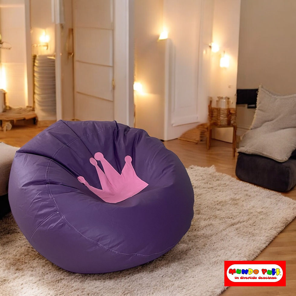 Miniatura: Sillón Puff Corona Princesa Morado. Ideal Para Personas De Hasta 80 Kg
