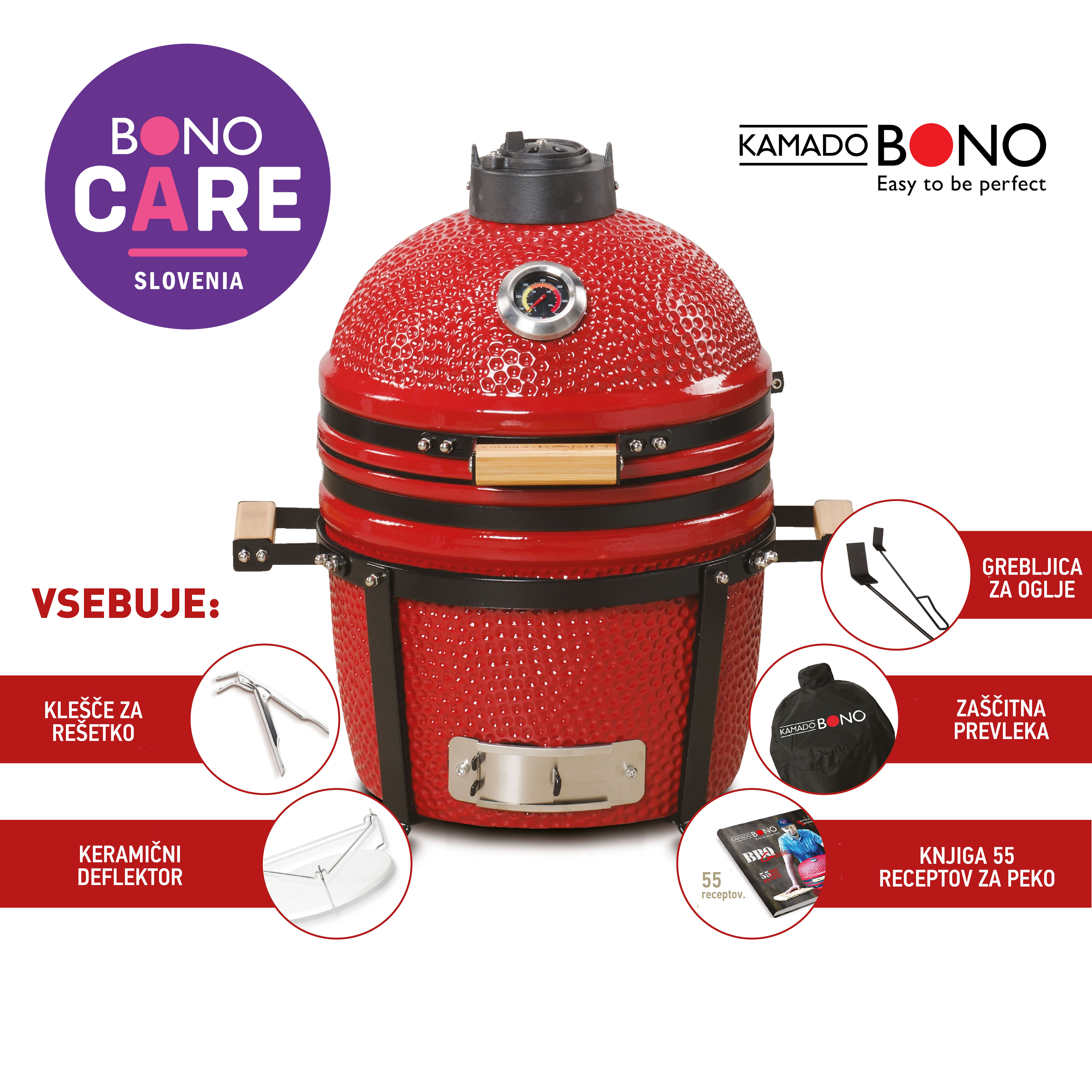 Kamado BONO Minimo Red keramični žar
