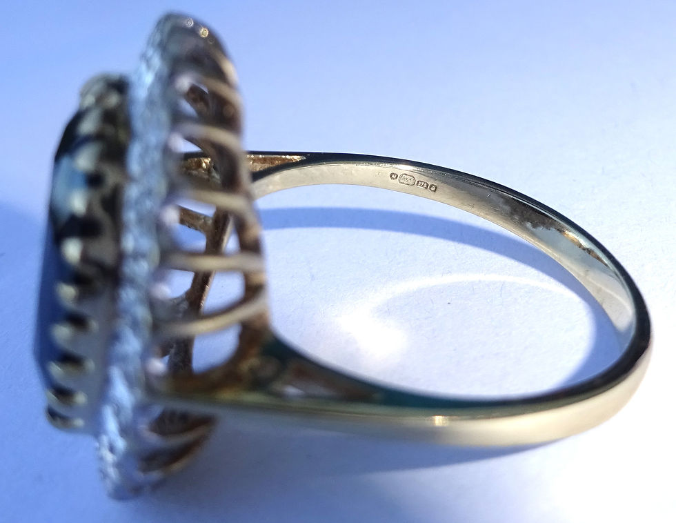 Thumbnail: 9ct Gold Large Sapphire & Diamond Halo Ring, Size Q, Diana Style
