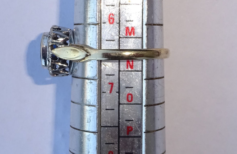 Thumbnail: Vintage 9ct Gold Sapphire & Diamond Halo Ring, Size M1/2