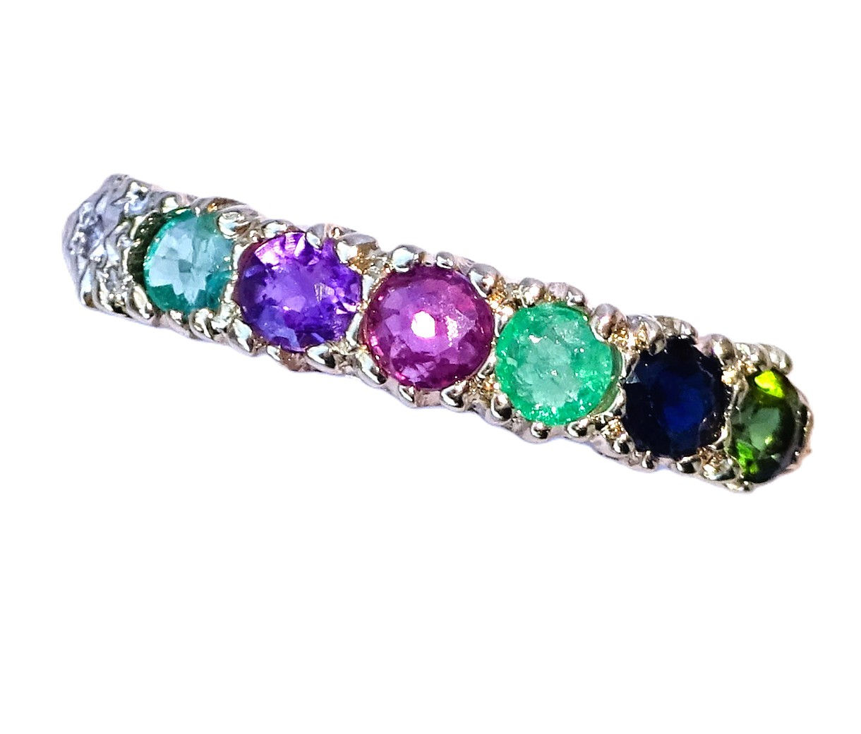 Vintage 9ct Gold Multi Gemstone 'Dearest' Ring, Size P