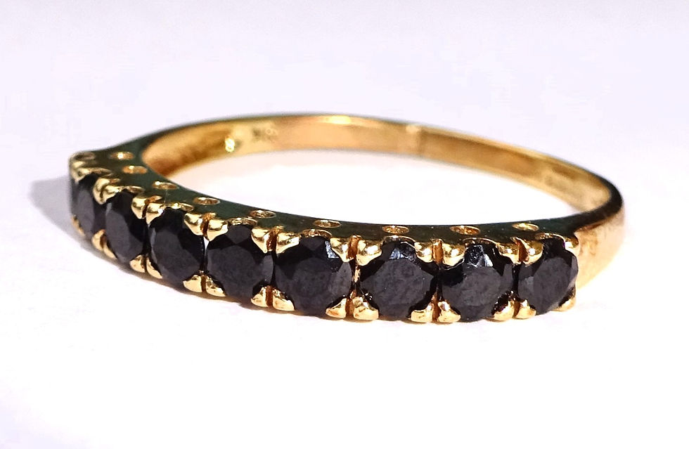 Thumbnail: 9ct Gold Black Onyx Half Eternity Ring, Size N1/2