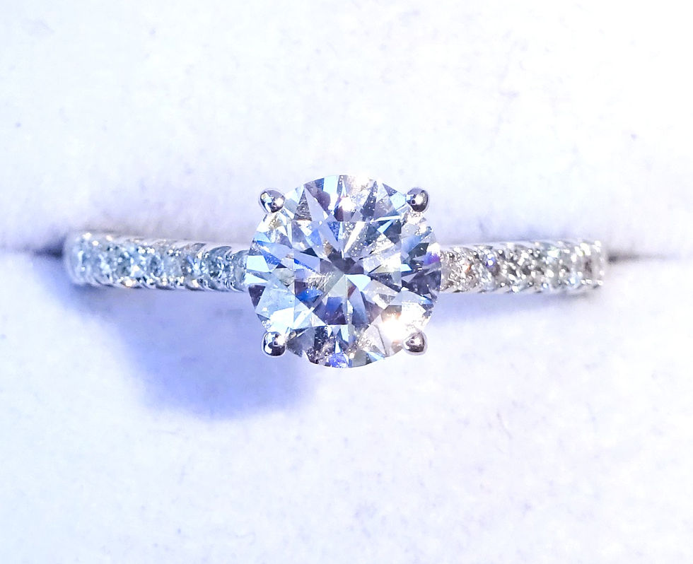 Thumbnail: Hallmarked 9ct white gold 1.00ct lab created diamond engagement ring with brilliant-cut centre diamond and diamond-set should