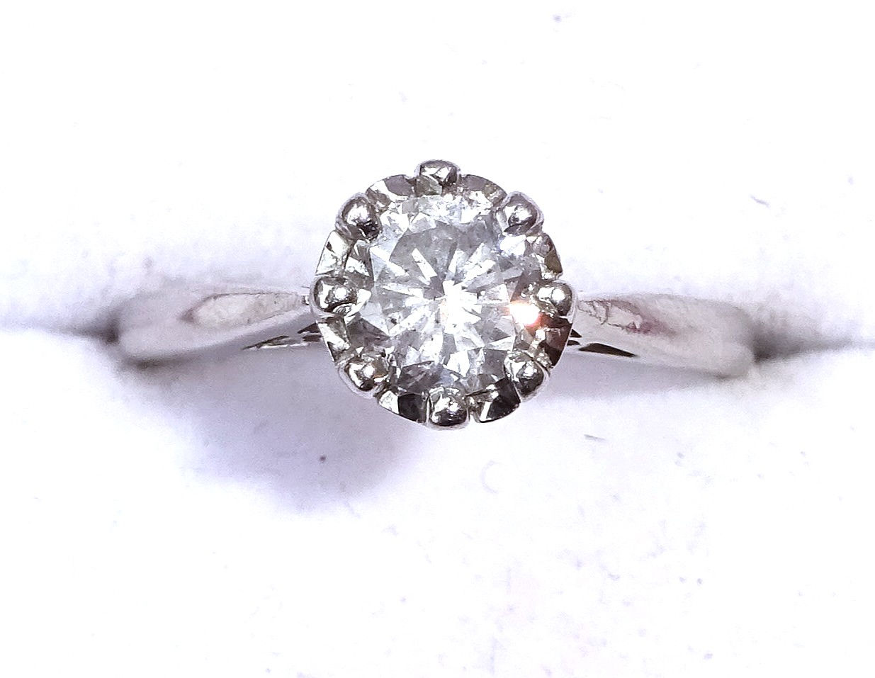 Solid 950 Platinum & 0.50ct Diamond Solitaire Engagement Ring, Size K1/2